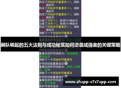 弱队崛起的五大法则与成功秘笈如何逆袭成强者的关键策略